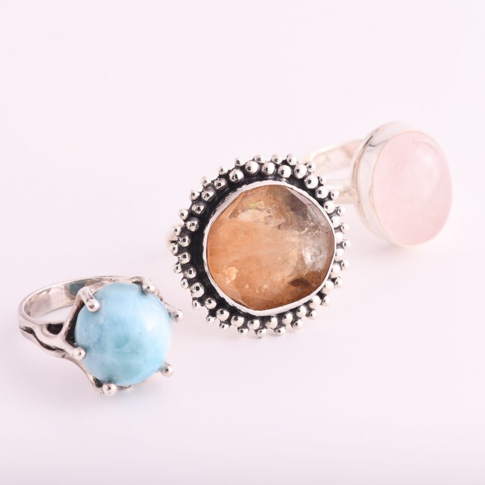 3 Sterling Silver Rings - (A110)